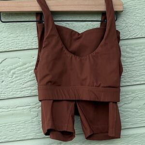 Genoa Chocolate Brown Active Set - Top & Shorts Petite Size 00/0